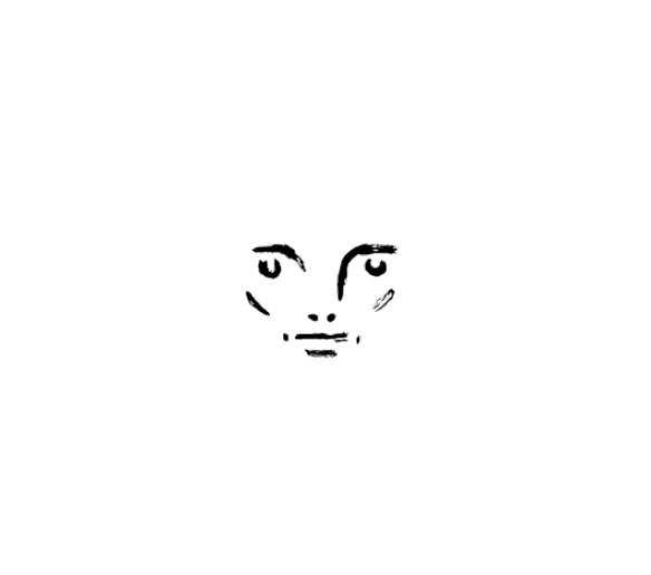 A graphical illustration of a face with a neutral expression.